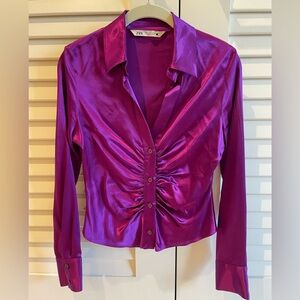 Zara Magenta Ruched Blouse 💜